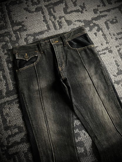 Morgan Homme Snake Pattern Flared Jeans