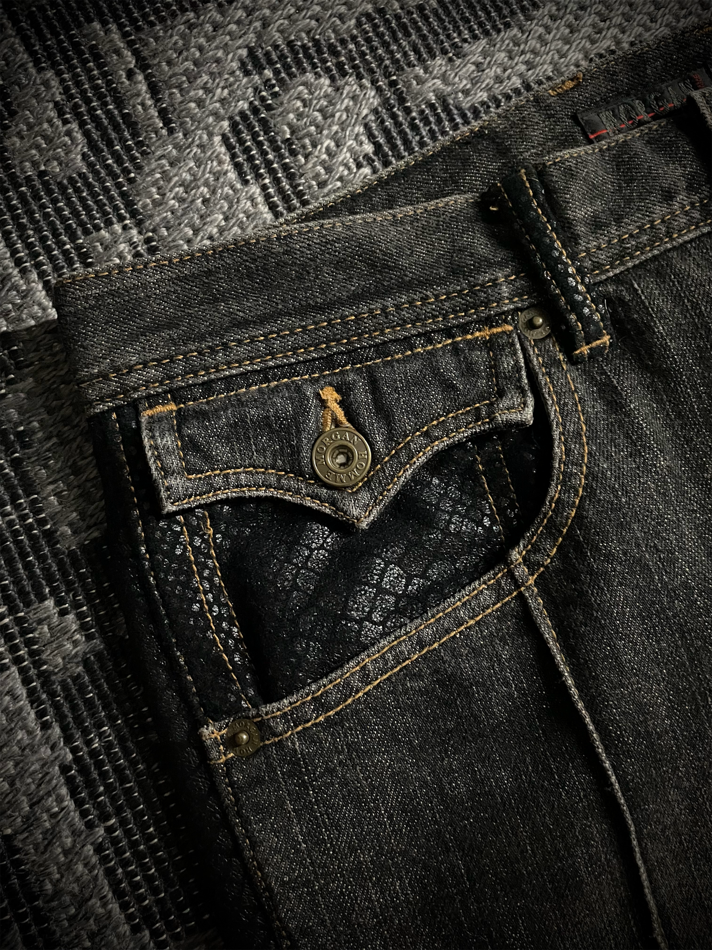 Morgan Homme Snake Pattern Flared Jeans