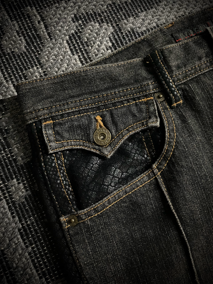 Morgan Homme Snake Pattern Flared Jeans