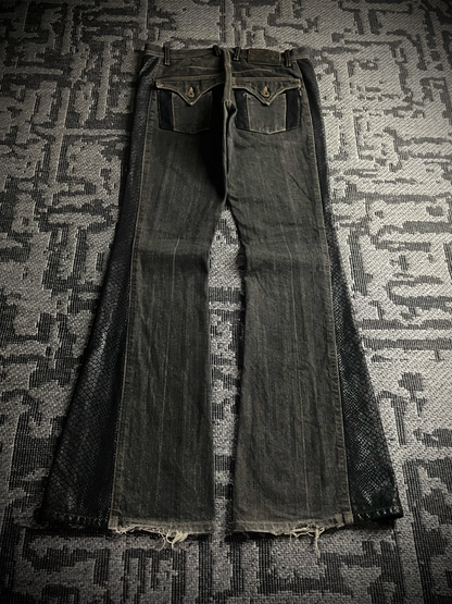 Morgan Homme Snake Pattern Flared Jeans