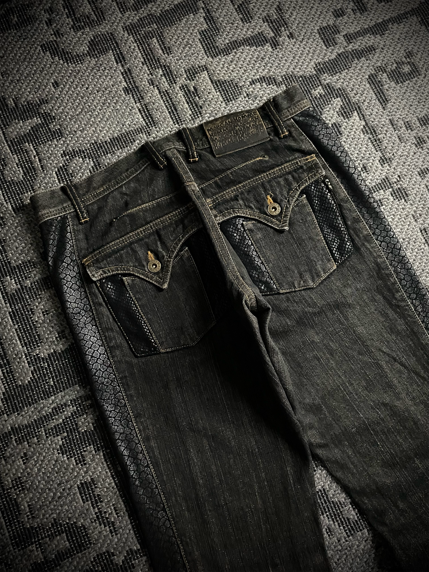 Morgan Homme Snake Pattern Flared Jeans