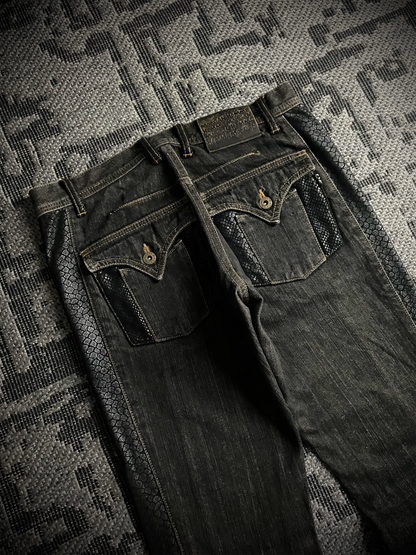 Morgan Homme Snake Pattern Flared Jeans