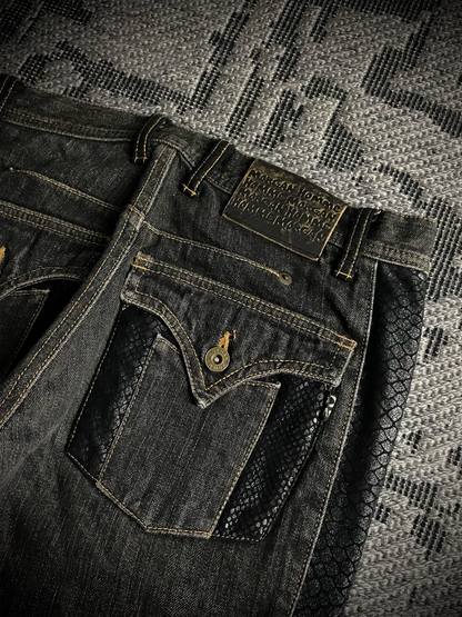 Morgan Homme Snake Pattern Flared Jeans