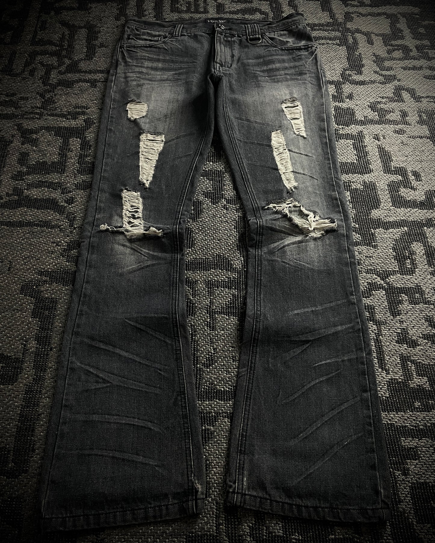 Vice Fairy Washed Grey Distressed Bootcut Jeans