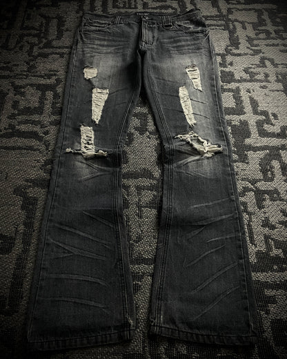 Vice Fairy Washed Grey Distressed Bootcut Jeans