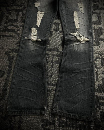 Vice Fairy Washed Grey Distressed Bootcut Jeans
