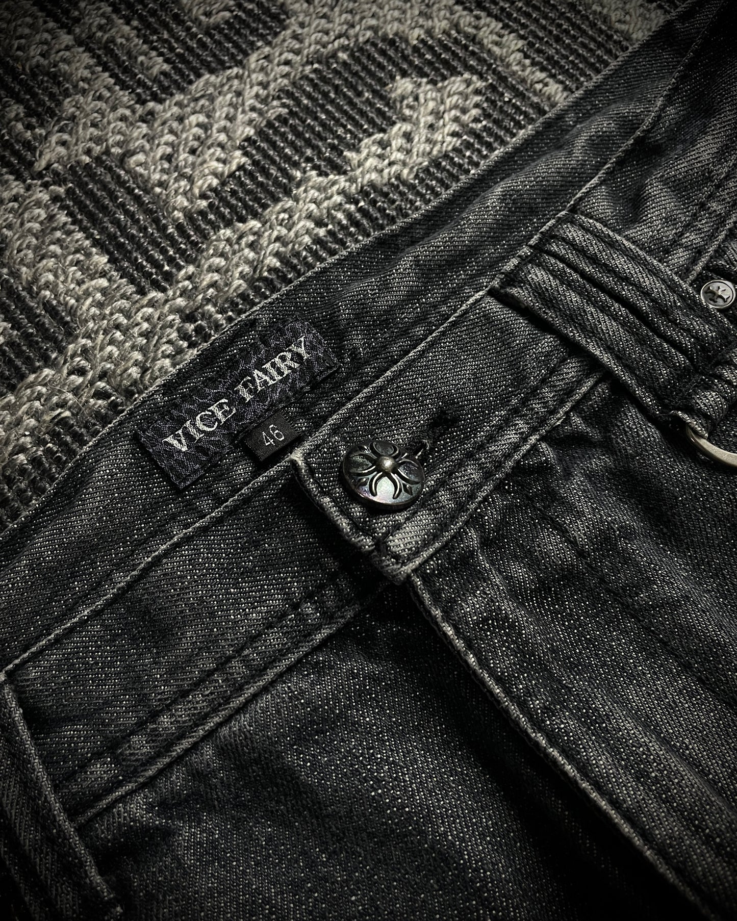 Vice Fairy Washed Grey Distressed Bootcut Jeans