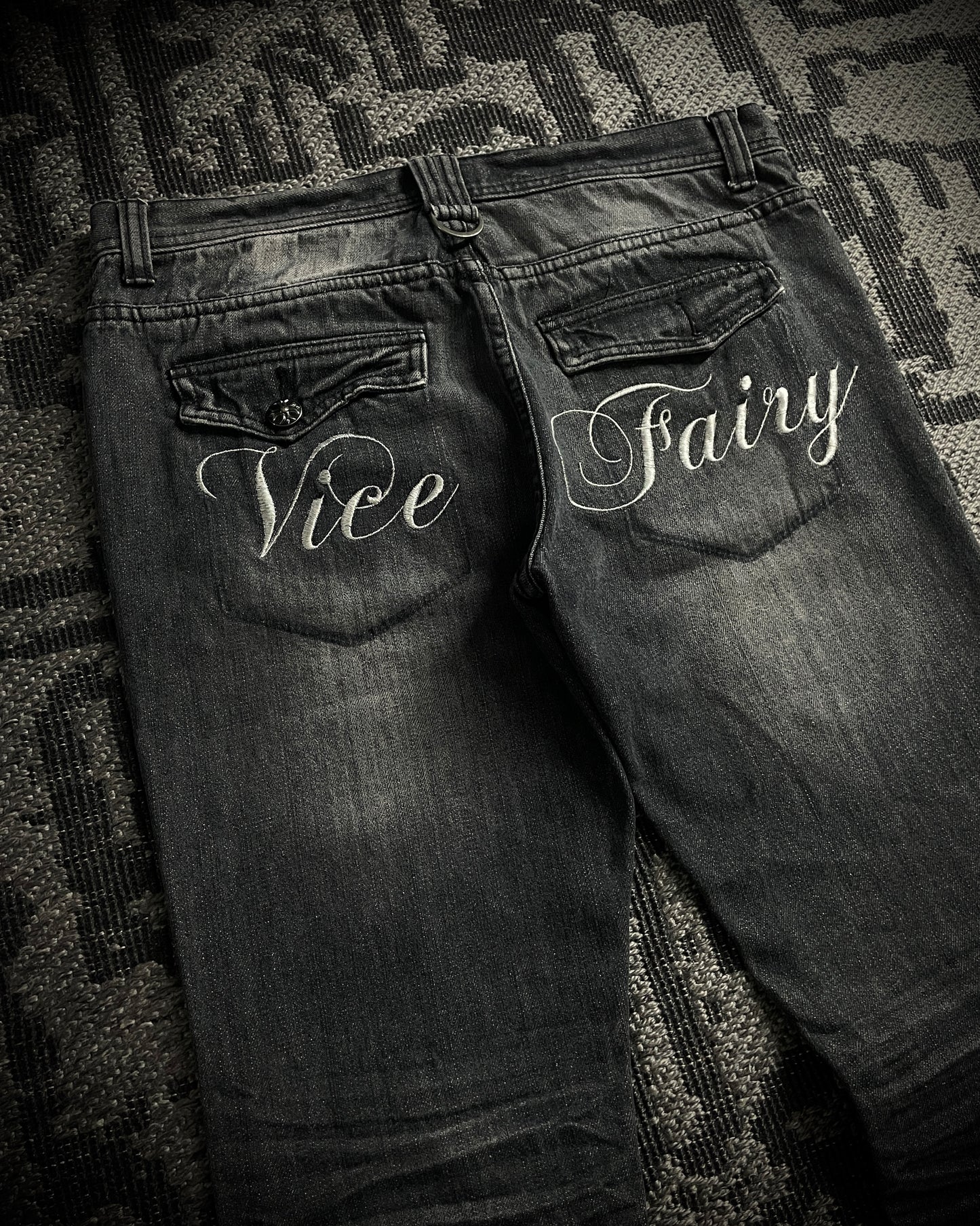 Vice Fairy Washed Grey Distressed Bootcut Jeans