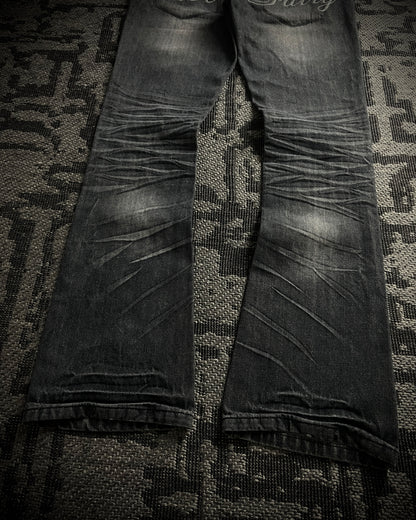 Vice Fairy Washed Grey Distressed Bootcut Jeans