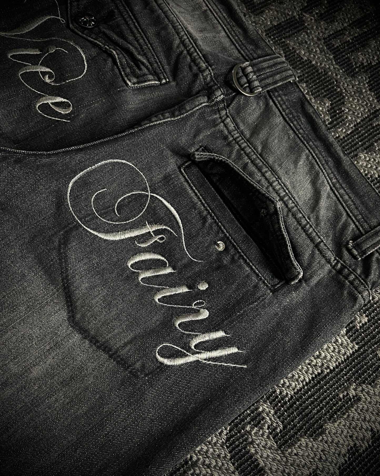 Vice Fairy Washed Grey Distressed Bootcut Jeans