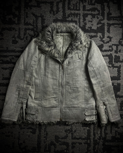 Tornado Mart Wolf Grey Faux Fur Jacket