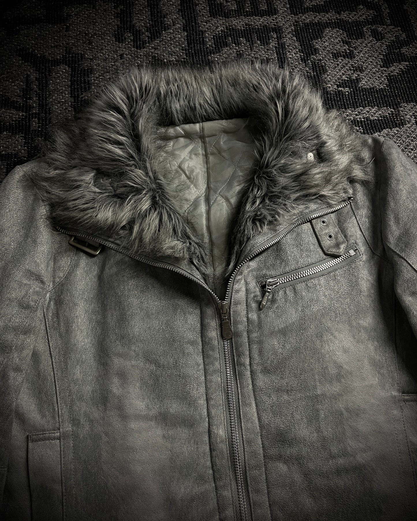 Tornado Mart Wolf Grey Faux Fur Jacket