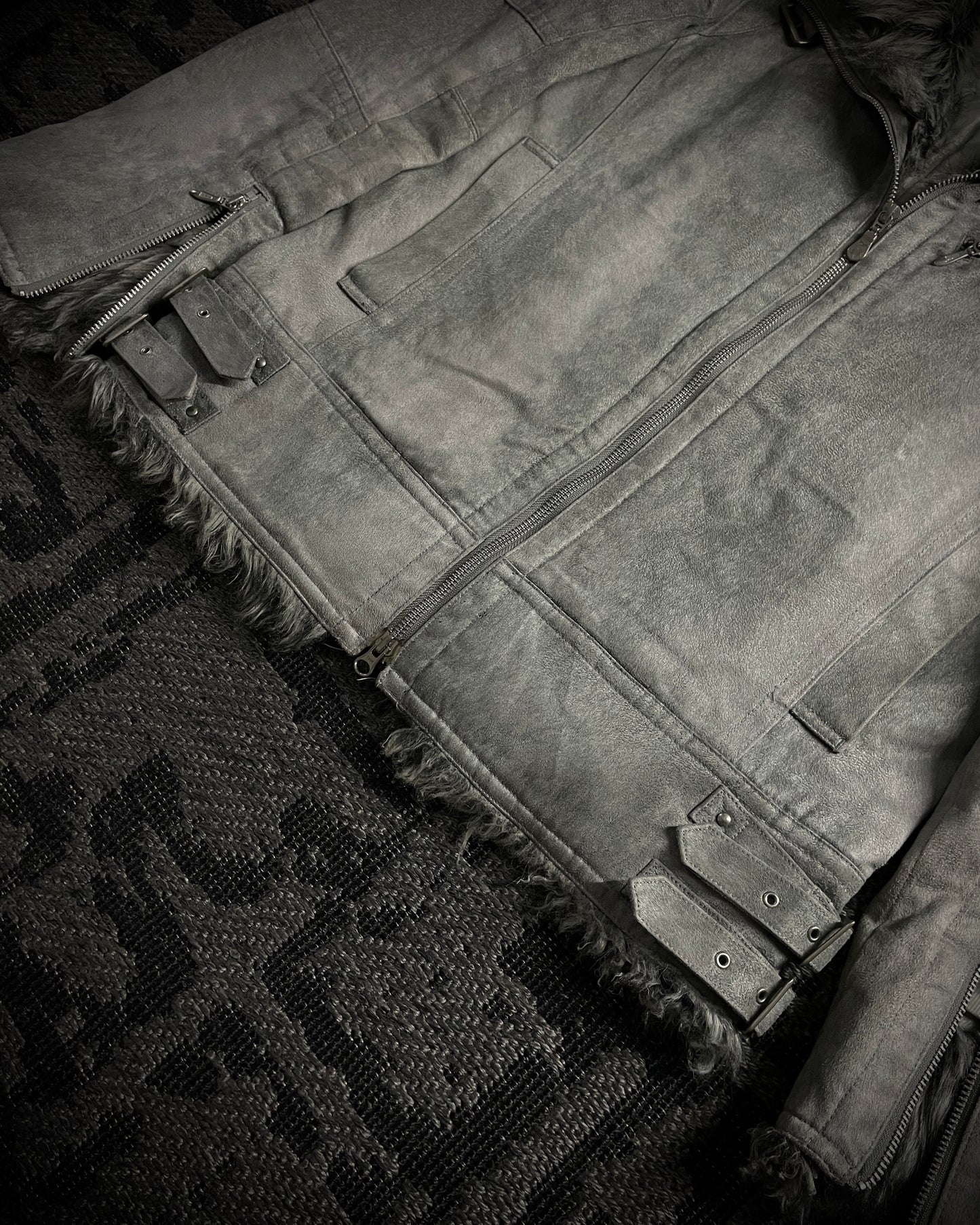 Tornado Mart Wolf Grey Faux Fur Jacket