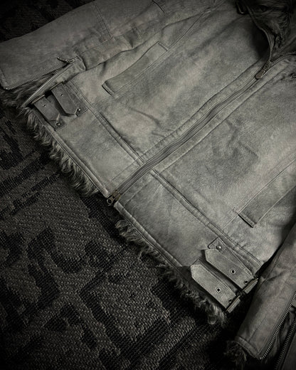 Tornado Mart Wolf Grey Faux Fur Jacket