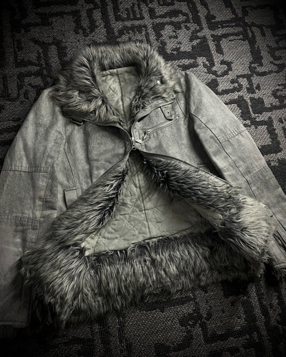 Tornado Mart Wolf Grey Faux Fur Jacket