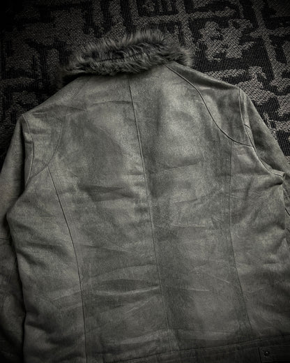 Tornado Mart Wolf Grey Faux Fur Jacket