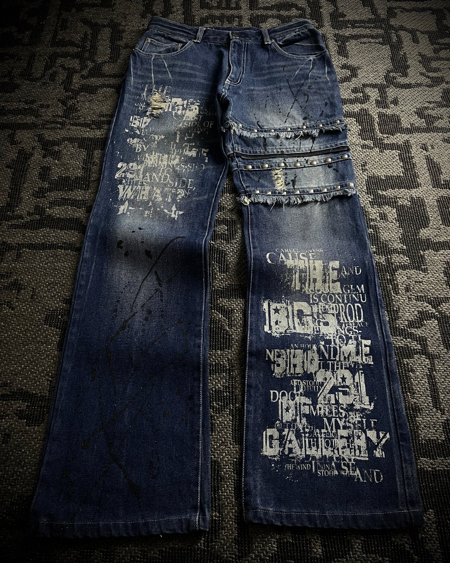 Bernings Sho Distressed Poem Studded Bootcut Denim
