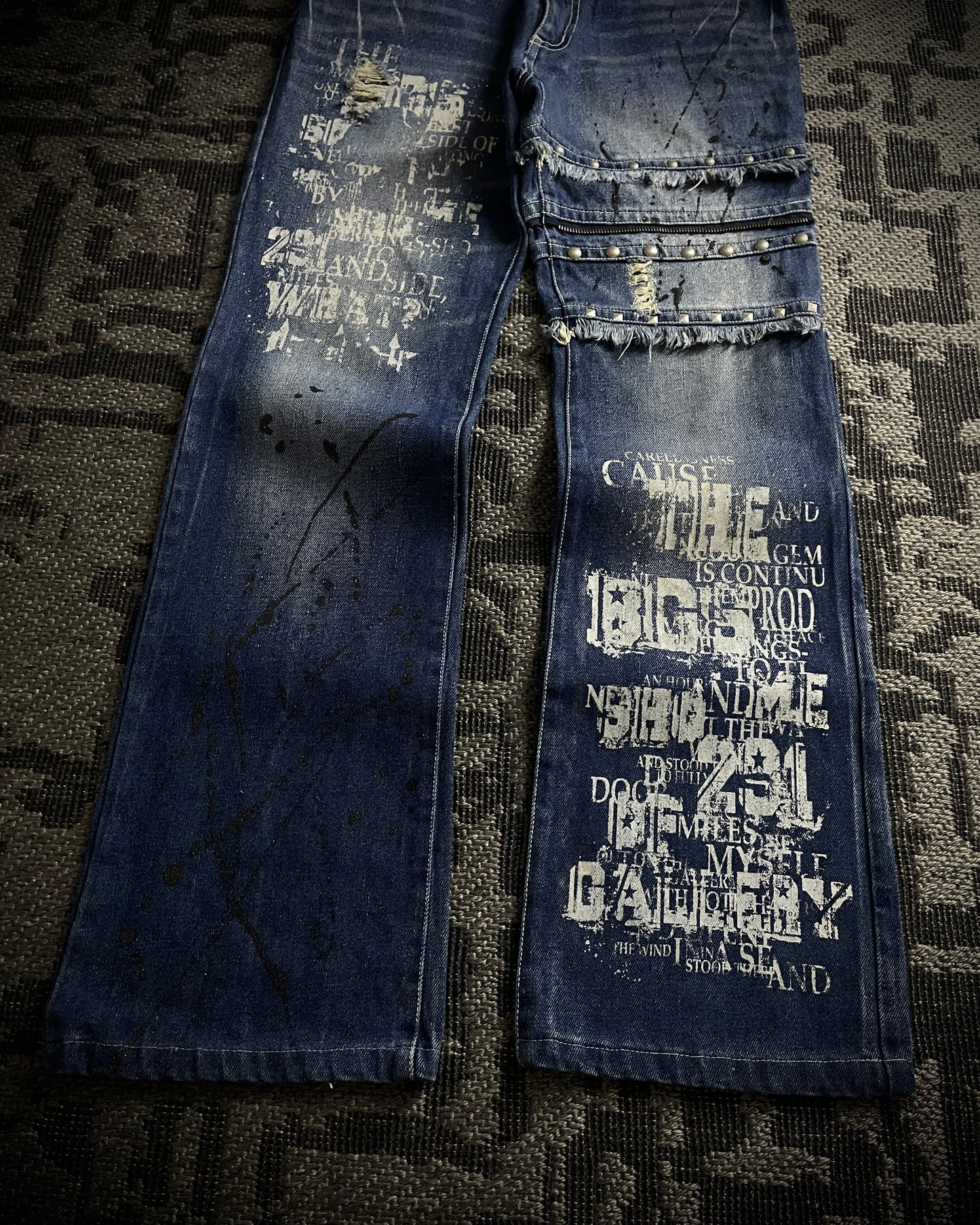 Bernings Sho Distressed Poem Studded Bootcut Denim
