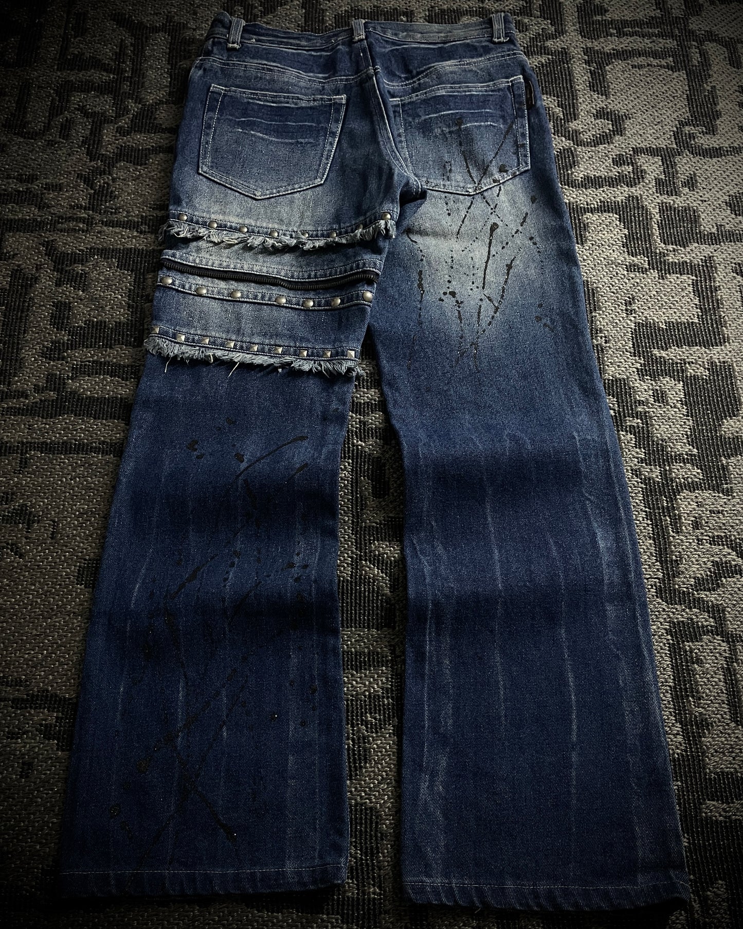 Bernings Sho Distressed Poem Studded Bootcut Denim
