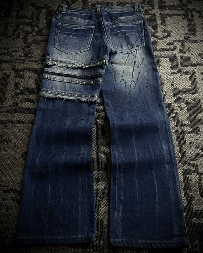 Bernings Sho Distressed Poem Studded Bootcut Denim