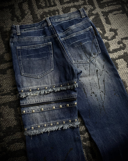 Bernings Sho Distressed Poem Studded Bootcut Denim