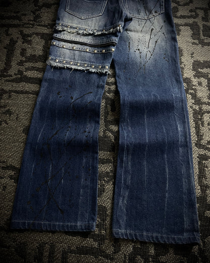 Bernings Sho Distressed Poem Studded Bootcut Denim