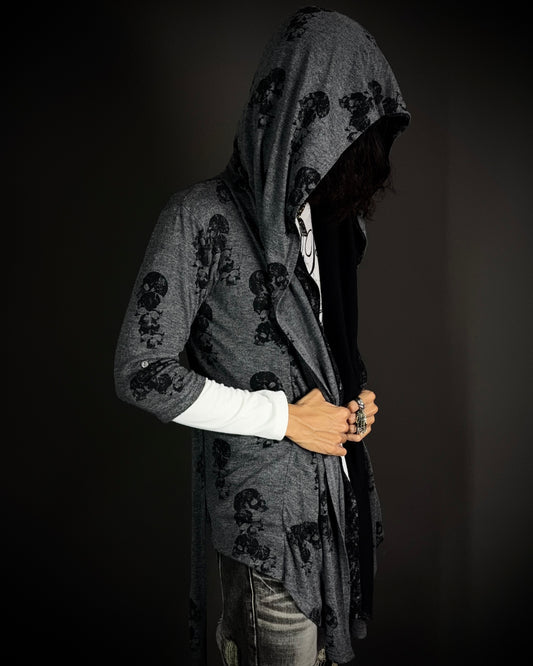 Bernings Sho Skull Draped Double Layer Hooded Cardigan
