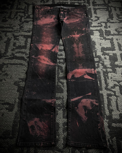 Sixh Bloodwash Gothic Print Denim