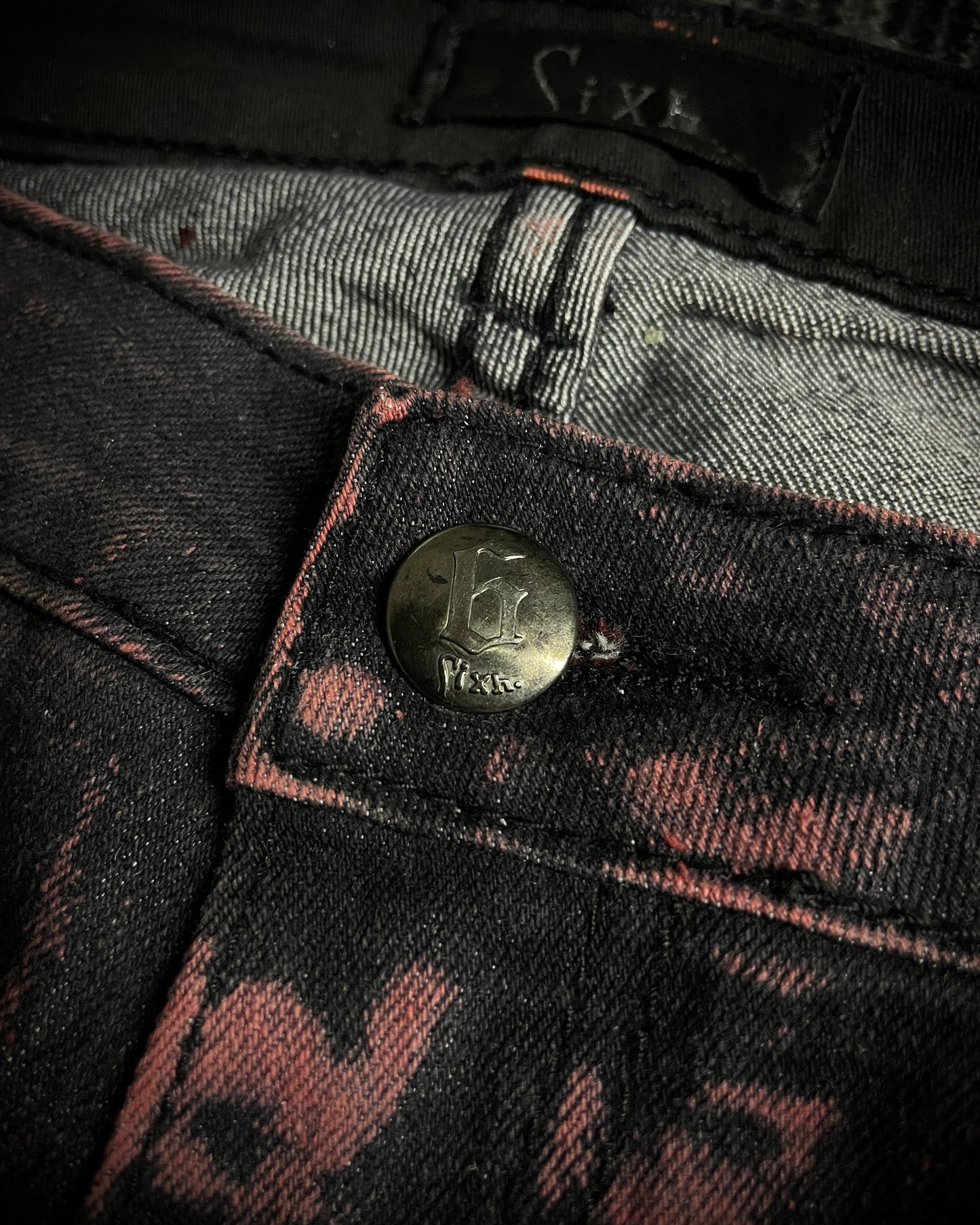 Sixh Bloodwash Gothic Print Denim