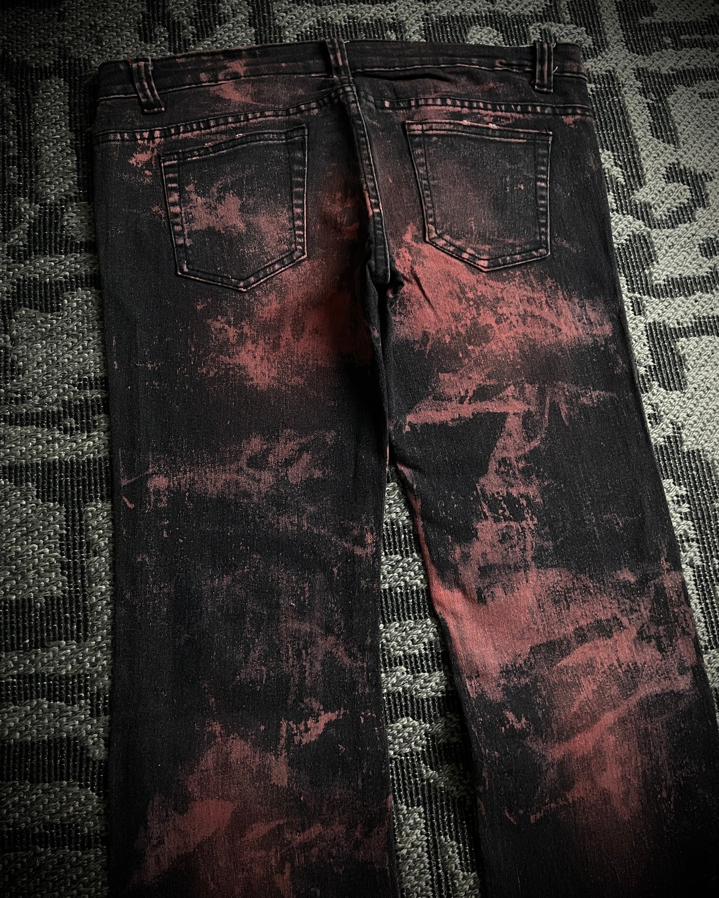 Sixh Bloodwash Gothic Print Denim