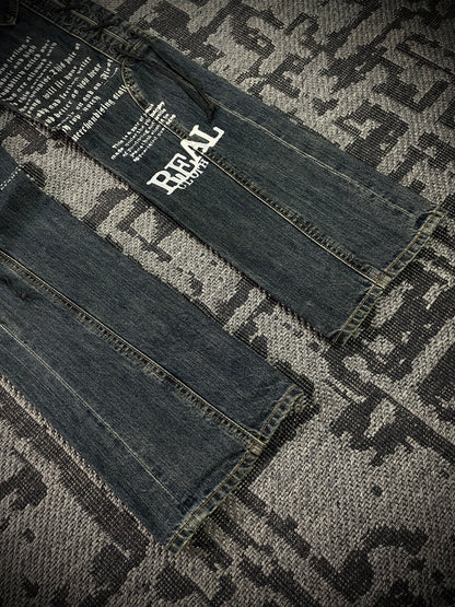 Japanese Poem Lace-Up Boot Cut Jeans