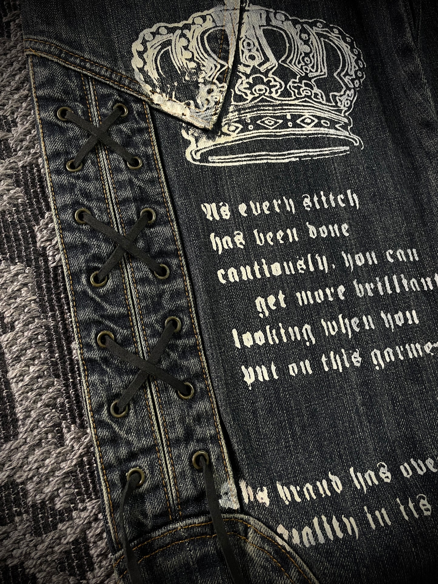 Japanese Poem Lace-Up Boot Cut Jeans