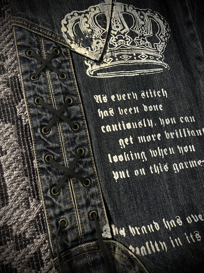 Japanese Poem Lace-Up Boot Cut Jeans