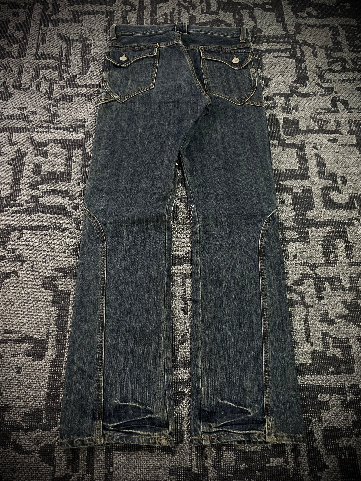 Japanese Poem Lace-Up Boot Cut Jeans