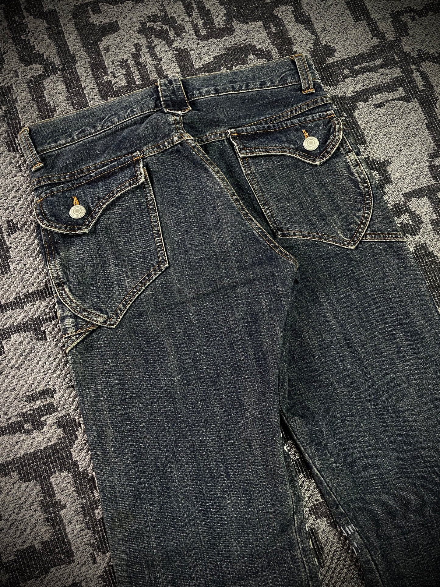 Japanese Poem Lace-Up Boot Cut Jeans