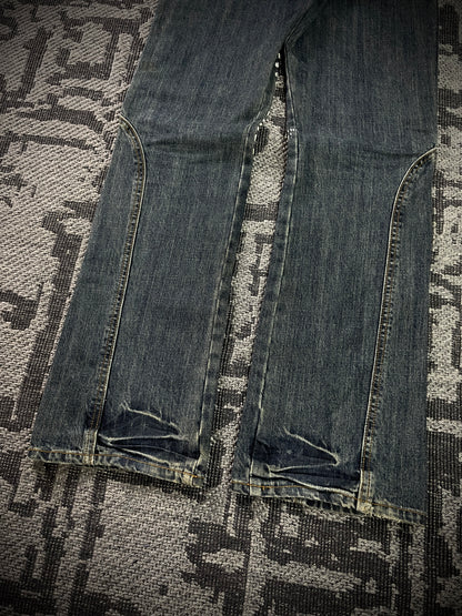Japanese Poem Lace-Up Boot Cut Jeans