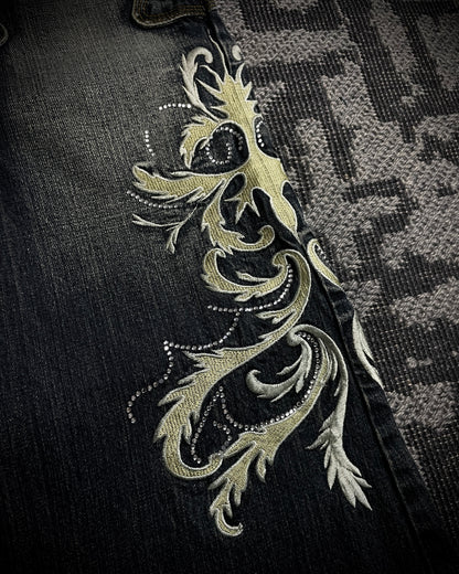 Tornado Mart Tribal Embroidered Flared Denim