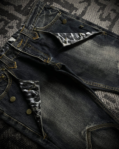 Tornado Mart Tribal Embroidered Flared Denim
