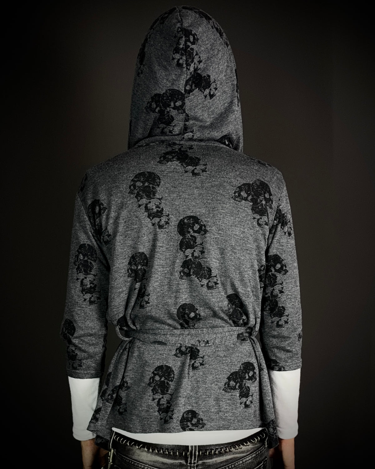 Bernings Sho Skull Draped Double Layer Hooded Cardigan