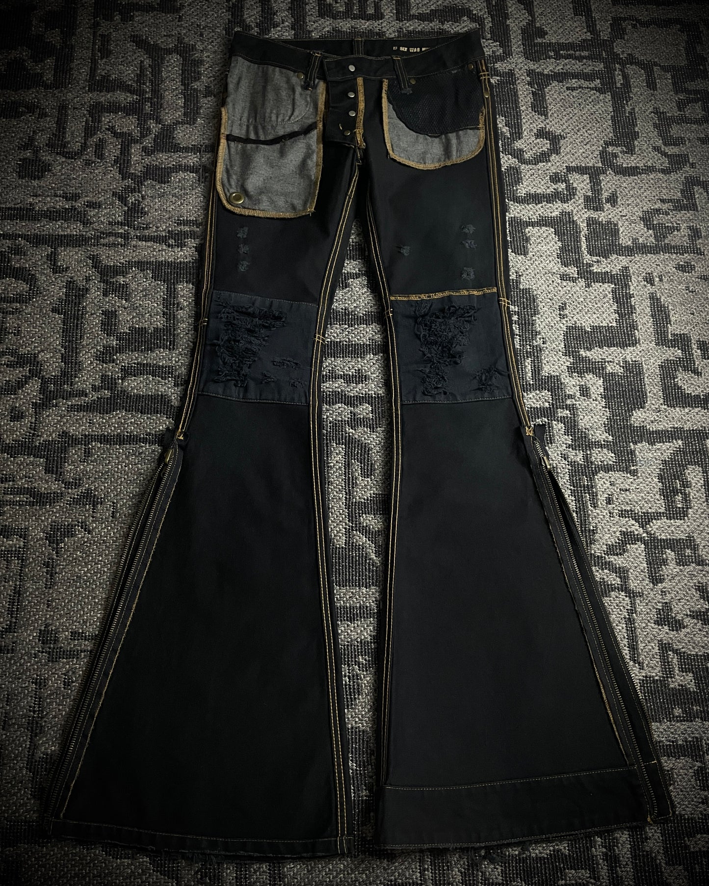 (For offer)IF SIX WAS NINE MUD MAX/ BBF YIM and YAM Reversible Flared Pants