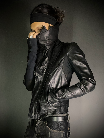 EKAM 00s Asymmetrical Cowl Rider Jacket