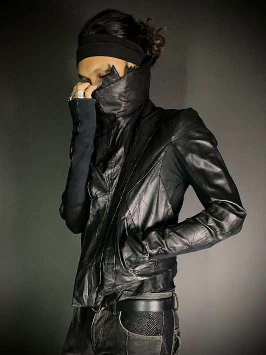 EKAM 00s Asymmetrical Cowl Rider Jacket