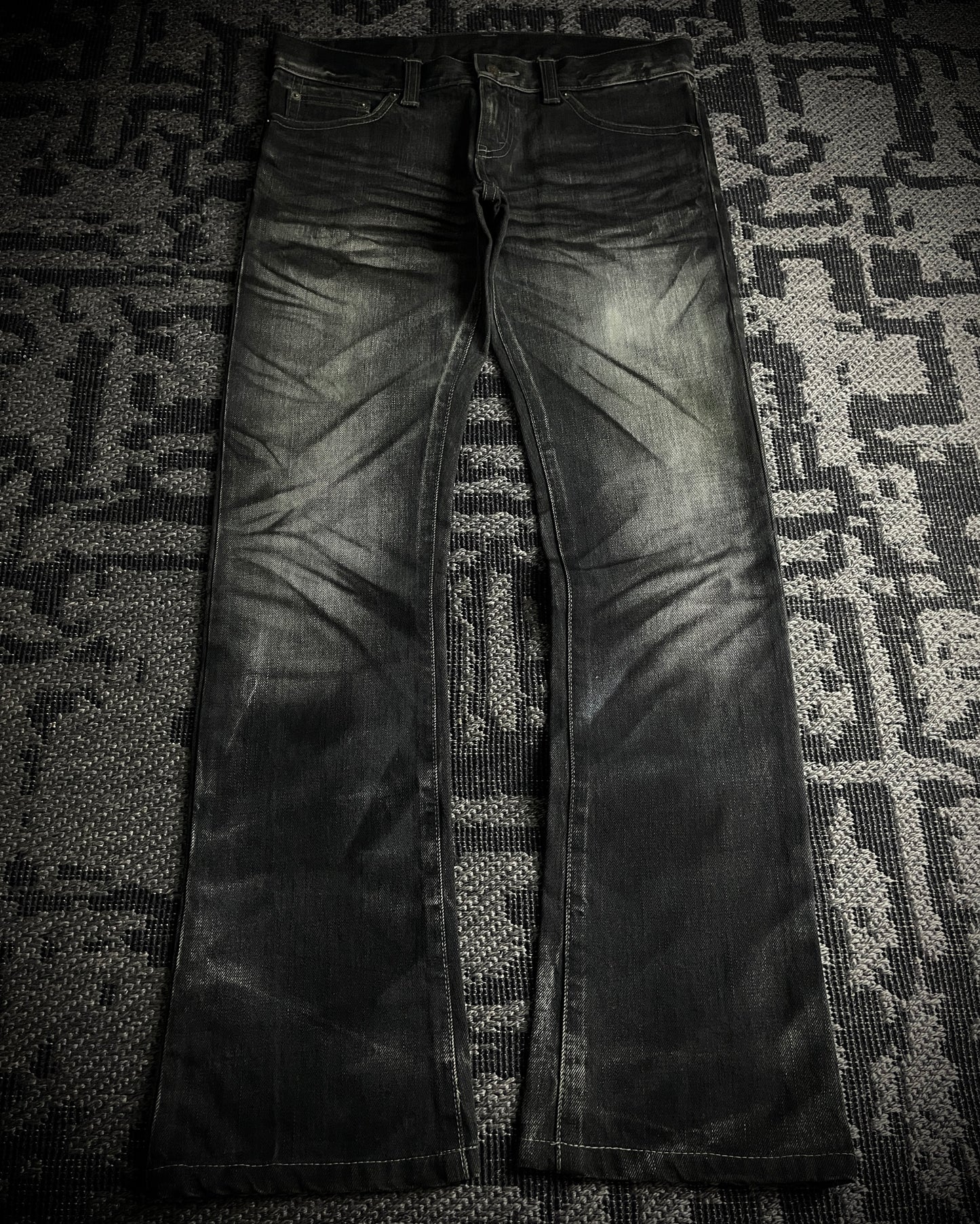 Tornado Mart Whiskered Black Boot Cut Jeans