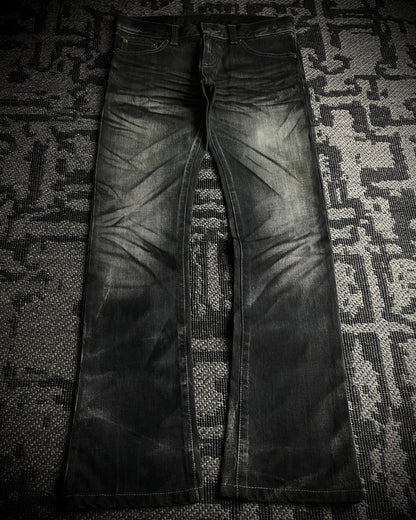Tornado Mart Whiskered Black Boot Cut Jeans