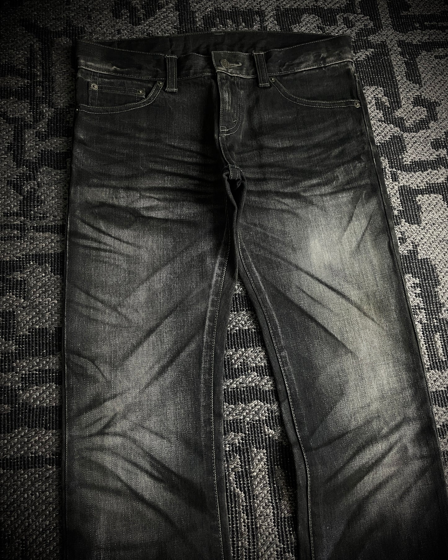 Tornado Mart Whiskered Black Boot Cut Jeans