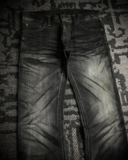 Tornado Mart Whiskered Black Boot Cut Jeans
