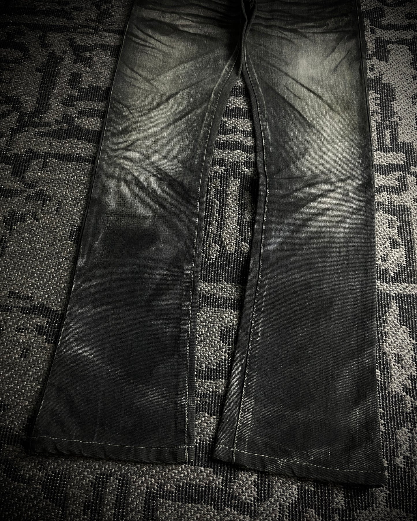 Tornado Mart Whiskered Black Boot Cut Jeans