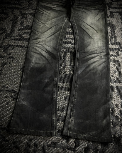 Tornado Mart Whiskered Black Boot Cut Jeans