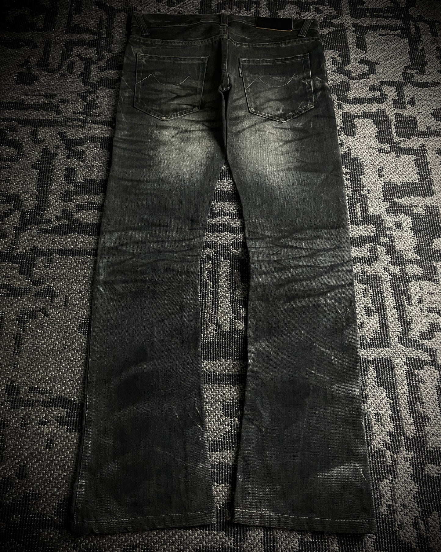Tornado Mart Whiskered Black Boot Cut Jeans