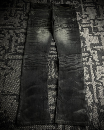 Tornado Mart Whiskered Black Boot Cut Jeans